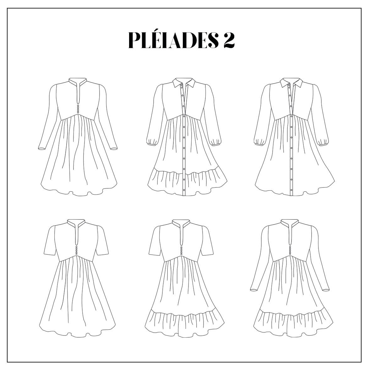 The New Pleiades 2 pattern: 3 sleeve options, a slit neckline or shirt dress options