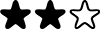 Pictogramme montrant 3 étoiles dont deux colorées, pour indiquer un niveau 2 - patrons de couture de niveau intermédiaire
